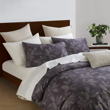 Load image into Gallery viewer, Dark floral leaf duvet cover pillow sham close-up