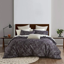Load image into Gallery viewer, Dark floral leaf duvet cover bedroom lifestyle