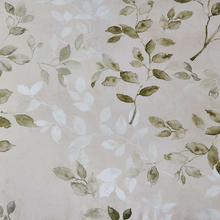 Load image into Gallery viewer, Close-up of green leaf watercolour pattern on white fabric

